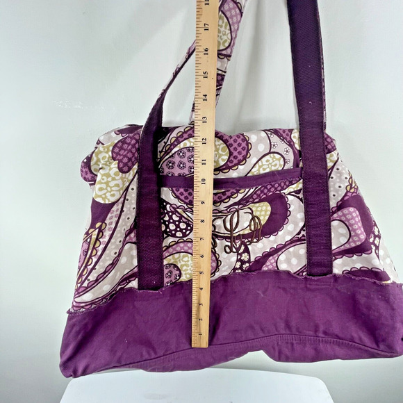 Thirty-One Purple Paisley Heavy Fabric Retro Metro Large Tote Overnight Bag 20" - Picture 8 of 8